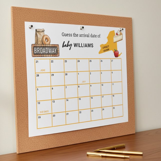 Póster Juego de fecha de parto de bebé boceto cultivado l (Baby Arrival Date guessing game from the NYC Locally Grown Baby Shower collection by Darling & May)