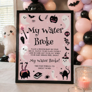 Póster Juego de Fiesta de Bebé de Halloween Niña Mi Agua