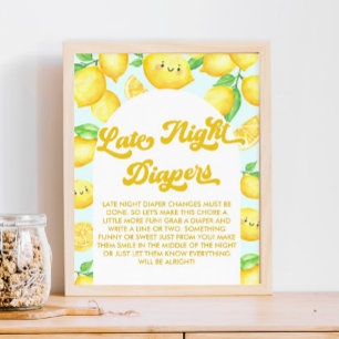 Póster Juego de Fiestas de los pañales nocturnos de Lemon
