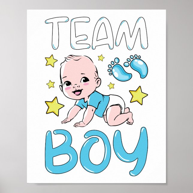 Póster Juego de Fiestas de Team Boy para Revelación de Gé (Frente)