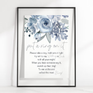 Póster Juego de Flores Azules Polvorientas Ponle un Anill