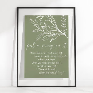 Póster Juego de Flores Boho Verde Salvia Ponle un Anillo