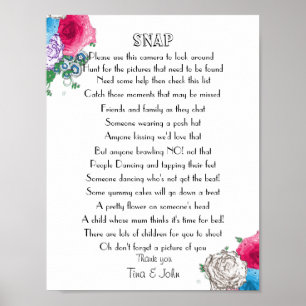 Póster Juego de Fotos de Boda con Diseño de Rosa Preciosa