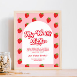 Póster Juego de fresa Baby Shower My Water Broke