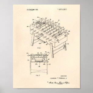 Póster Juego de fútbol de mesa 1975 Patent Art Old Peper