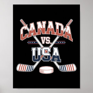 Póster Juego de hockey sobre hielo Canadá EE. UU. Deporte