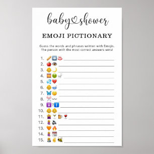 Póster juego de imagen de emoji con ducha de bebé