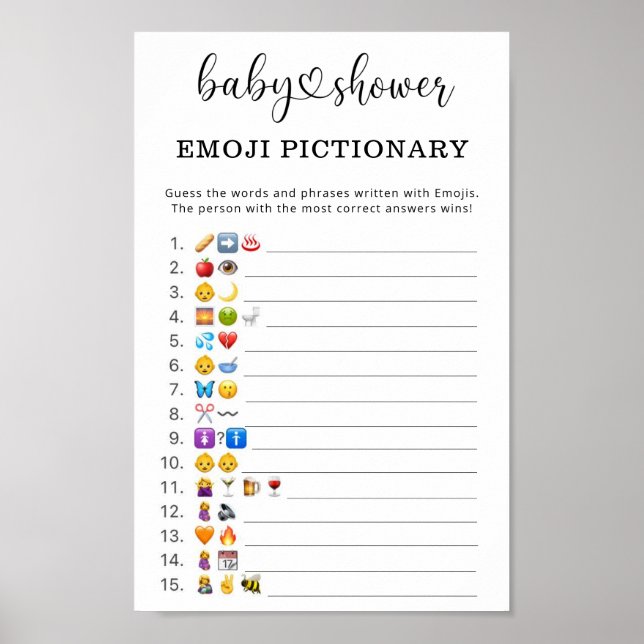 Póster juego de imagen de emoji con ducha de bebé (Frente)