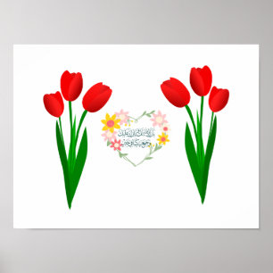 Póster Juego de la Buena Suerte de Tres Tulipanes Rojos