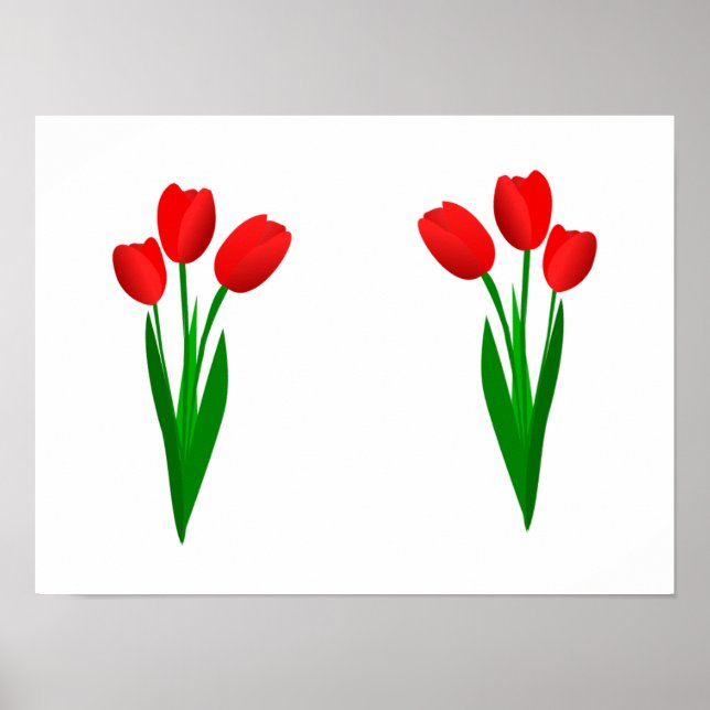 Póster Juego de la Buena Suerte de Tres Tulipanes Rojos (Frente)