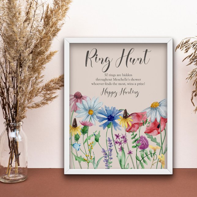 Póster Juego de la búsqueda del anillo Collar de flores s (Bridal Shower Ring Hunt Game from my Wildflower Charm collection)
