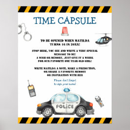 Póster Juego de la cápsula del cumpleaños de la policía d