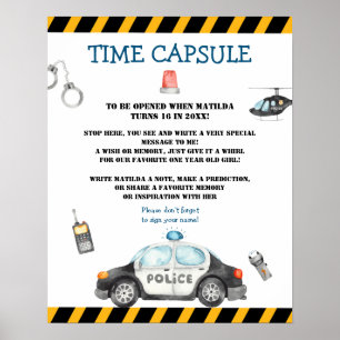 Póster Juego de la cápsula del cumpleaños de la policía d