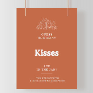 Póster Juego de la ducha de novia de adivina cuántos beso