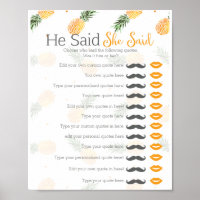 Juego de la ducha de novia de piña él dijo ella di