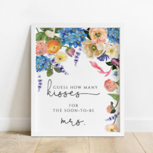 Póster Juego de la ducha de novia Floral Guess How Many K