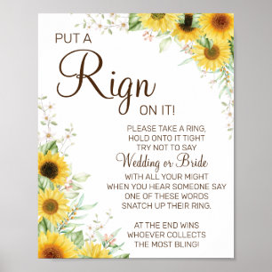 Póster Juego de la ducha de novia Girasol Pon un Anillo