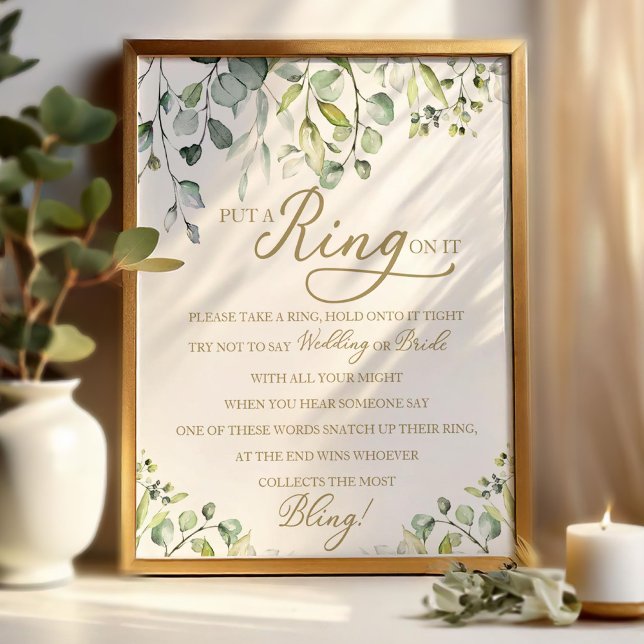 Póster Juego de la ducha de novia Greenery Put A Ring On  (Subido por el creador)