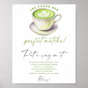Póster Juego de la ducha nupcial de té matcha Ponle un an