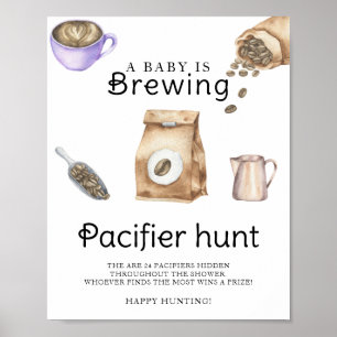 Póster Juego de la teta de café para baby shower