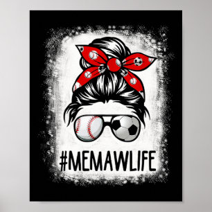 Póster Juego de la vida de Memaw blanqueada Fútbol Pelo D