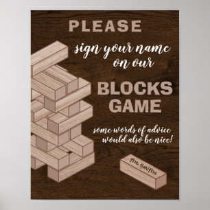 Póster Juego de libros de Rótulo de invitados Boda Wood B