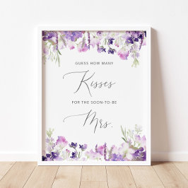 Póster Juego de lluvia de boda cuántos besos florales púr