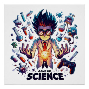Póster Juego de mezcla química, tema de ciencia