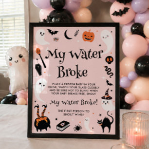 Póster Juego de Mi Agua Se Rompió en Baby Shower Rosa de 