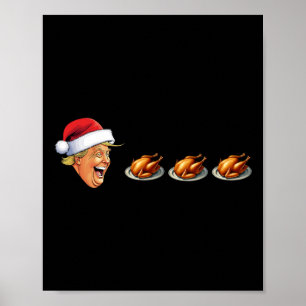 Póster Juego de Navidad Cara de Trump Comiendo Pavo Juego