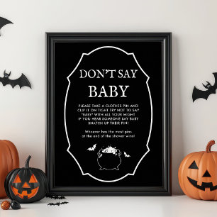 Póster Juego de No Digas Bebé para Baby Shower Gótico de