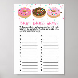 Póster Juego de nombre del bebé Juego de ducha de donut r