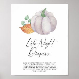 Póster Juego de pañales de calabaza blanca a altas horas