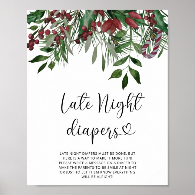 Póster Juego de pañales Evergreen Late night (Frente)
