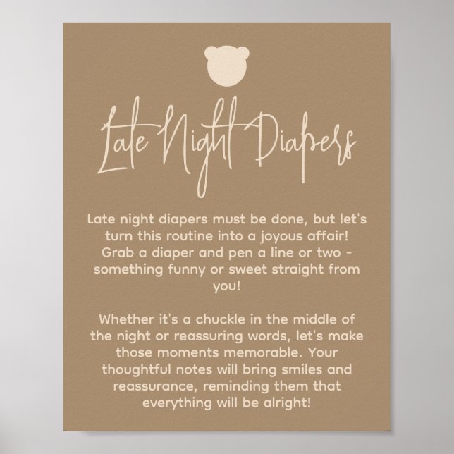 Póster Juego de pañales nocturnos mínimos para Baby Showe (Frente)
