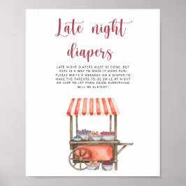Póster Juego de pañales para baby shower Berry noche tard