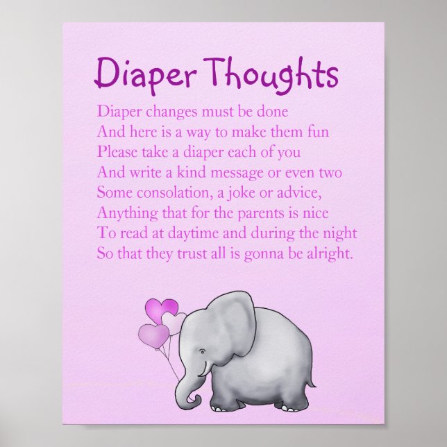 Póster Juego de pensamiento de pañales Baby Shower para e (Frente)