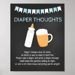 Póster Juego de Pensamientos de pañales Baby Shower Beer 