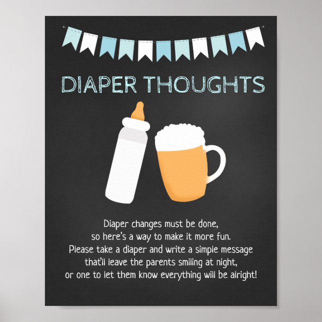 Póster Juego de Pensamientos de pañales Baby Shower Beer  (Frente)