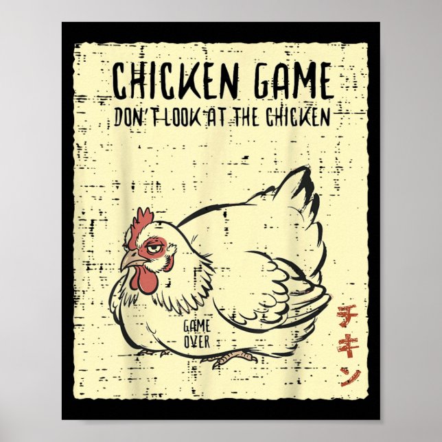 Póster Juego de pollo No mire Juego terminado Dicho diver (Frente)