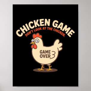 Póster Juego de Pollo No Mires Al Pollo Desafío Divertido