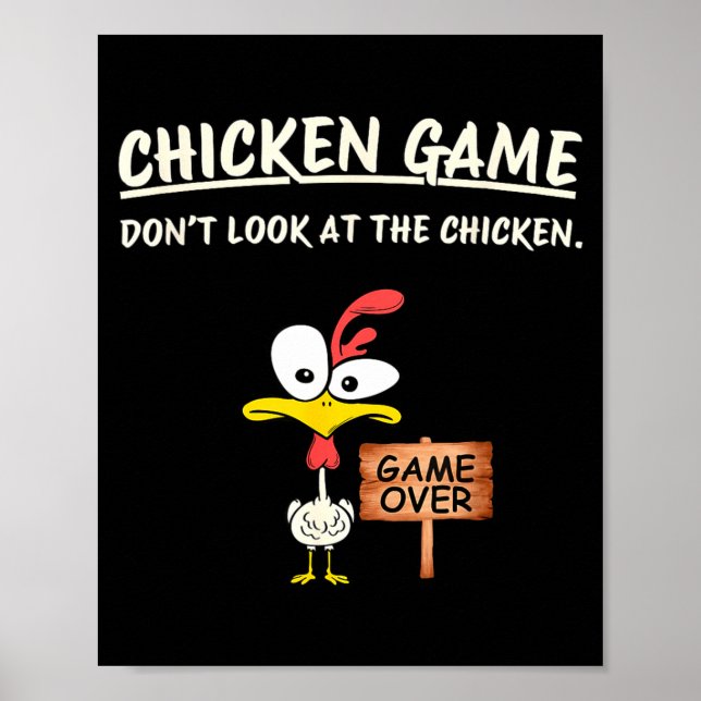 Póster Juego de Pollo No Mires Al Pollo Pollo Divertido (Frente)