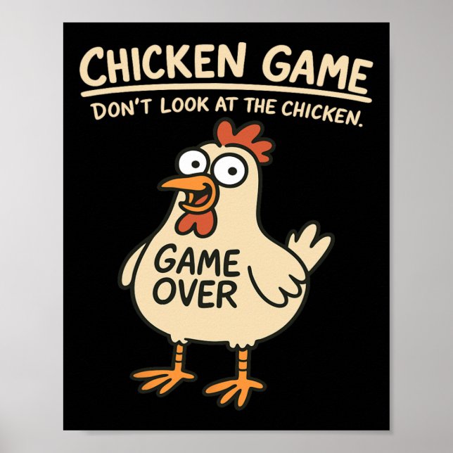 Póster Juego de Pollo No Mires Al Pollo Pollo Divertido (Frente)