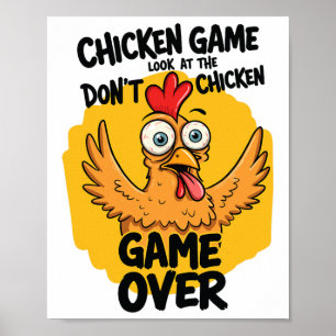 Póster Juego de pollo No mires el meme de pollo gracioso