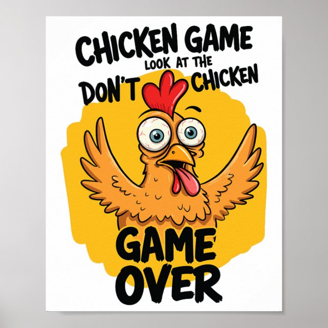 Póster Juego de pollo No mires el meme de pollo gracioso (Frente)