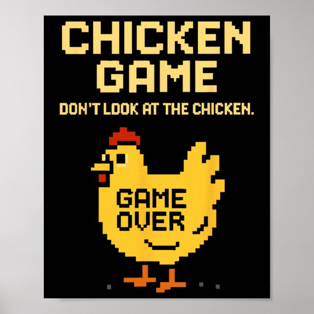 Póster Juego de pollos No mires al pollo Pollito divertid (Frente)