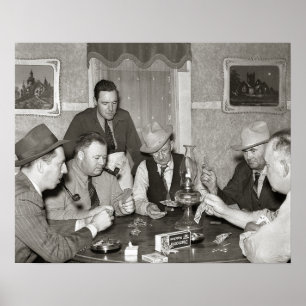 Póster Juego de Póquer, 1939. Foto Antigua