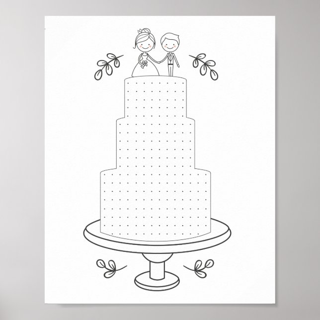 Póster Juego de puntos de actividad boda ilustrado (Frente)