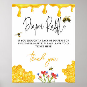 Póster Juego de Raffle de pañal para la miel amarilla Abe