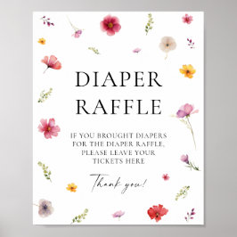 Póster Juego de Raffle de pañales Baby Shower de primaver